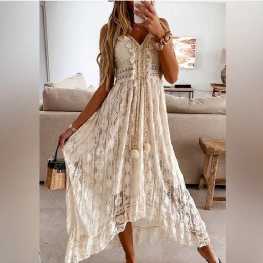 Boho Lace Tassel Dress